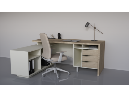 Стіл письмовий CONNECT 1 L SK 190×78 см. Дуб кремона котта / Стоун бейж